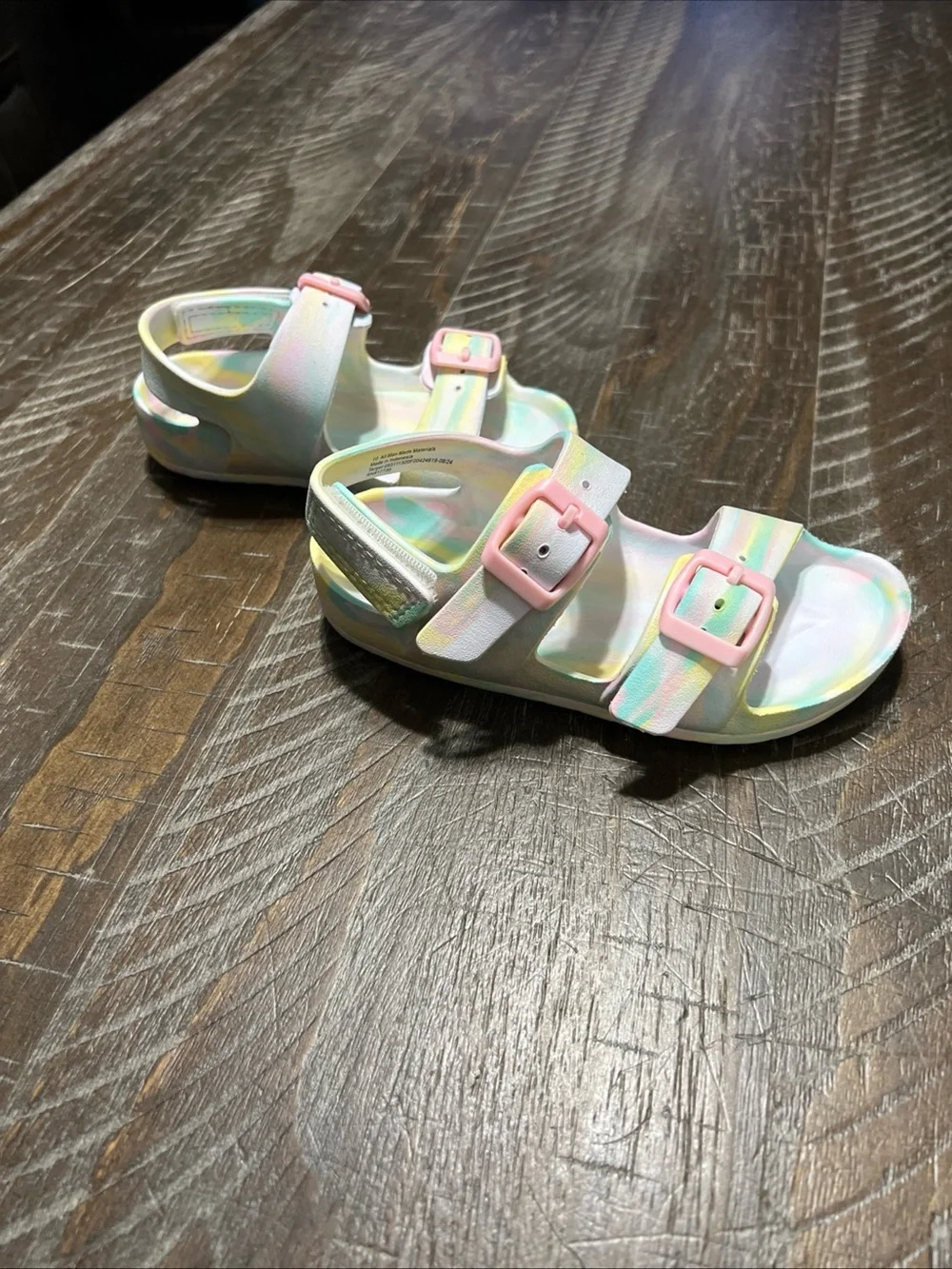 Cat & Jack Kids Pastel Rainbow Buckle Sandals - size 10 toddler